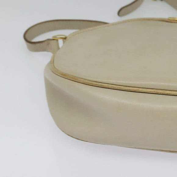 CELINE Shoulder Bag Leather Gold Beige Auth BA2040