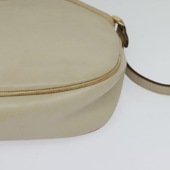 CELINE Shoulder Bag Leather Gold Beige Auth BA2040