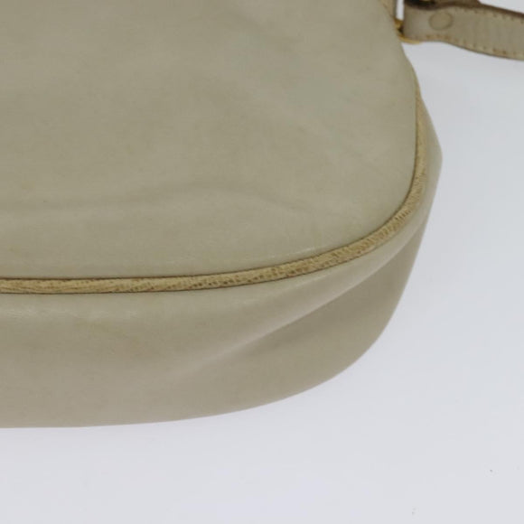 CELINE Shoulder Bag Leather Gold Beige Auth BA2040