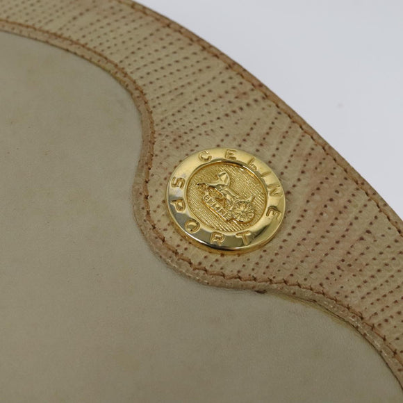 CELINE Shoulder Bag Leather Gold Beige Auth BA2040