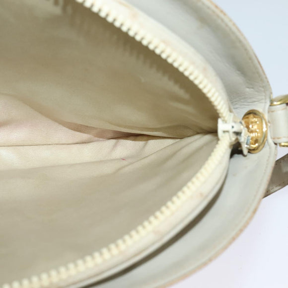 CELINE Shoulder Bag Leather Gold Beige Auth BA2040