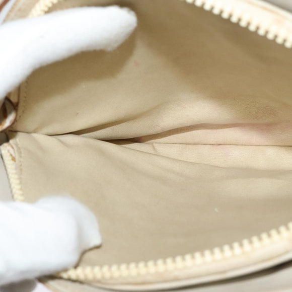 CELINE Shoulder Bag Leather Gold Beige Auth BA2040