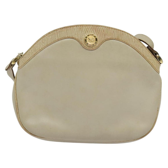 CELINE Shoulder Bag Leather Gold Beige Auth BA2040