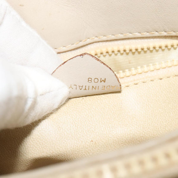 CELINE Shoulder Bag Leather Gold Beige Auth BA2040