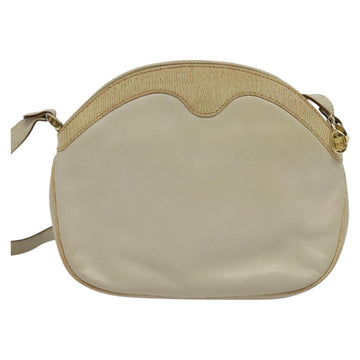 CELINE Shoulder Bag Leather Gold Beige Auth BA2040 - 0