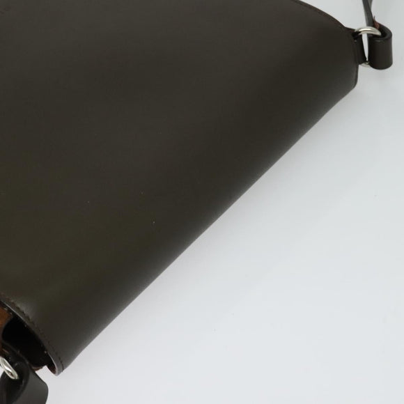 BURBERRY Shoulder Bag Leather Brown Silver Auth BA2042