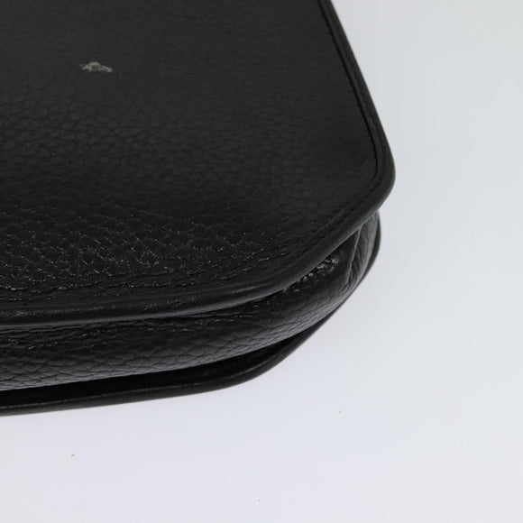 Christian Dior Shoulder Bag Leather Black Gold Auth BA2043