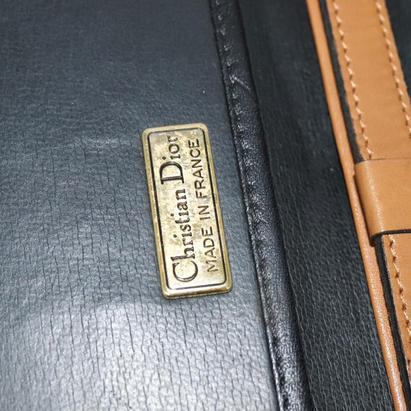 Christian Dior Shoulder Bag Leather Black Gold Auth BA2043