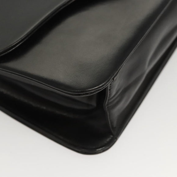 Christian Dior Chain Shoulder Bag Leather Black Gold Auth BA2045