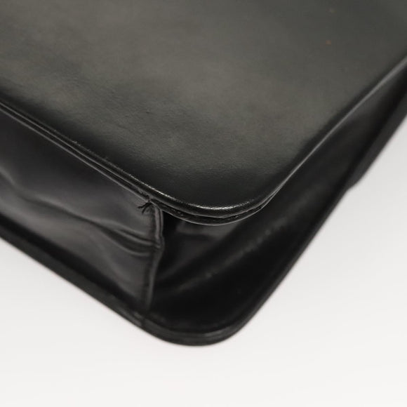 Christian Dior Chain Shoulder Bag Leather Black Gold Auth BA2045