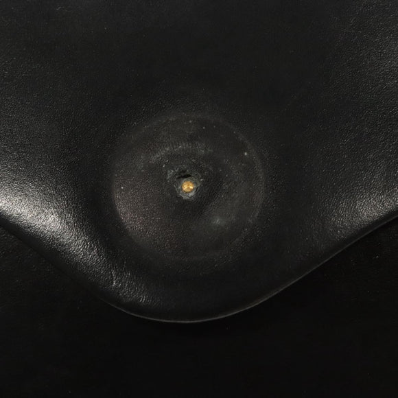 Christian Dior Chain Shoulder Bag Leather Black Gold Auth BA2045