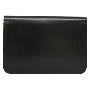 Christian Dior Chain Shoulder Bag Leather Black Gold Auth BA2045 - 0