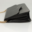 Christian Dior Chain Shoulder Bag Leather Black Gold Auth BA2045-4
