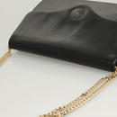Christian Dior Chain Shoulder Bag Leather Black Gold Auth BA2045-6