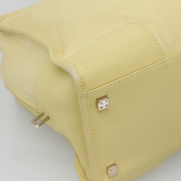 LOEWE Anagram Hand Bag Leather Light Yellow Silver Auth BA2054