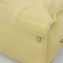LOEWE Anagram Hand Bag Leather Light Yellow Silver Auth BA2054-15