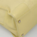 LOEWE Anagram Hand Bag Leather Light Yellow Silver Auth BA2054-16