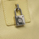 LOEWE Anagram Hand Bag Leather Light Yellow Silver Auth BA2054-17