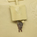 LOEWE Anagram Hand Bag Leather Light Yellow Silver Auth BA2054-10