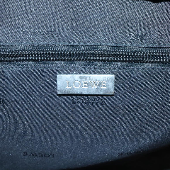 LOEWE Anagram Hand Bag Leather Light Yellow Silver Auth BA2054