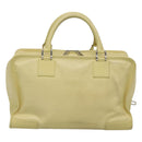 LOEWE Anagram Hand Bag Leather Light Yellow Silver Auth BA2054-2