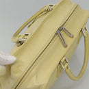 LOEWE Anagram Hand Bag Leather Light Yellow Silver Auth BA2054-6