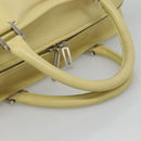 LOEWE Anagram Hand Bag Leather Light Yellow Silver Auth BA2054-7