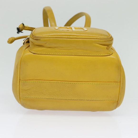 Christian Dior Backpack Leather Gold Yellow Auth BA2068