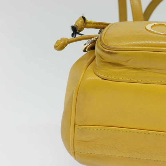 Christian Dior Backpack Leather Gold Yellow Auth BA2068