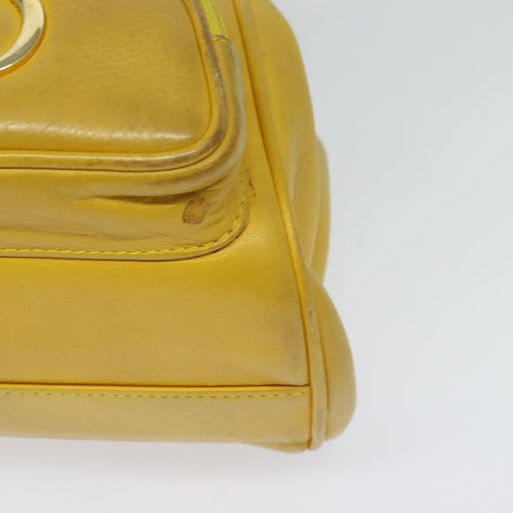 Christian Dior Backpack Leather Gold Yellow Auth BA2068