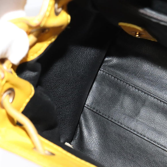 Christian Dior Backpack Leather Gold Yellow Auth BA2068