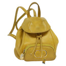Christian Dior Backpack Leather Gold Yellow Auth BA2068-1