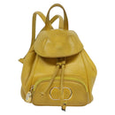Christian Dior Backpack Leather Gold Yellow Auth BA2068-13