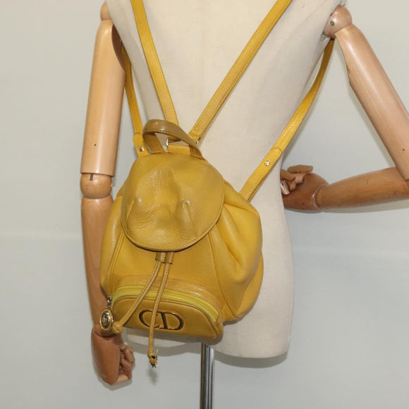 Christian Dior Backpack Leather Gold Yellow Auth BA2068