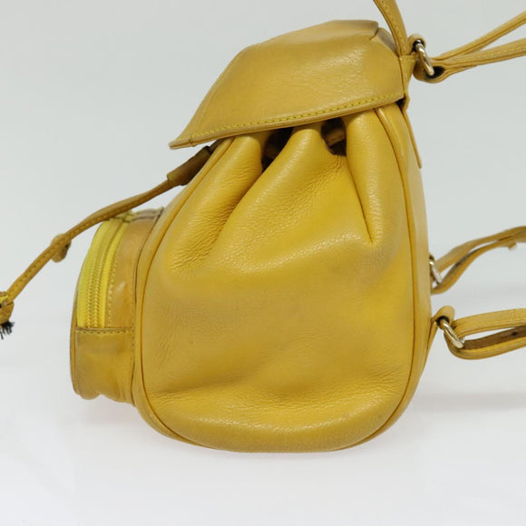 Christian Dior Backpack Leather Gold Yellow Auth BA2068
