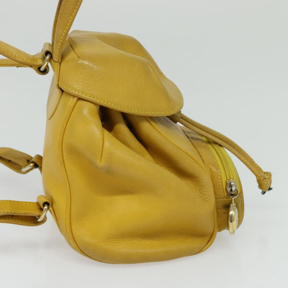 Christian Dior Backpack Leather Gold Yellow Auth BA2068