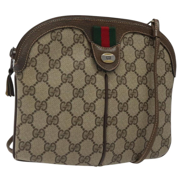 GUCCI GG Supreme Web Sherry Line Shoulder Bag PVC Beige 904 02 047 Auth BA2083