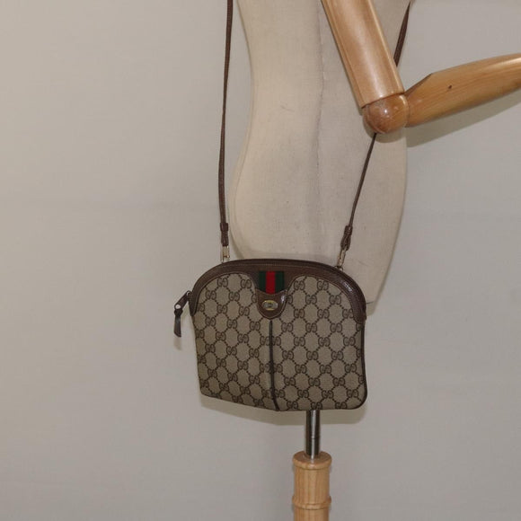 GUCCI GG Supreme Web Sherry Line Shoulder Bag PVC Beige 904 02 047 Auth BA2083