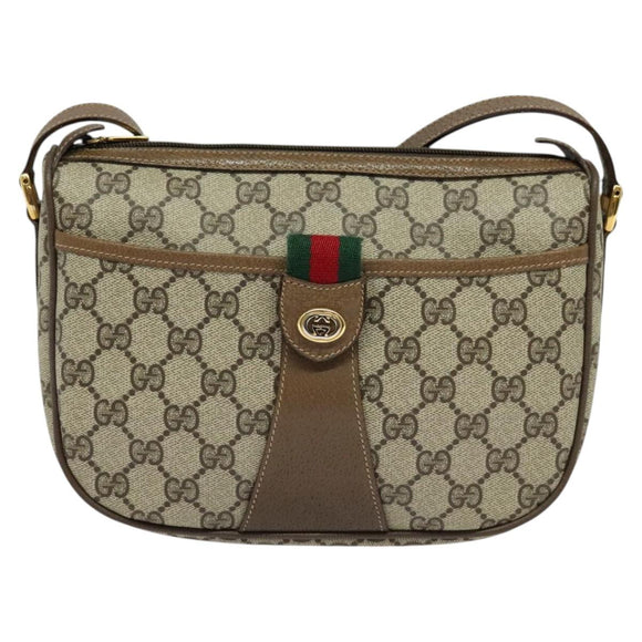 GUCCI GG Supreme Web Sherry Line Shoulder Bag PVC Beige 56 02 032 Auth BA2084