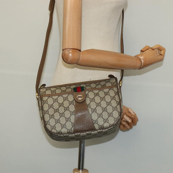 GUCCI GG Supreme Web Sherry Line Shoulder Bag PVC Beige 56 02 032 Auth BA2084