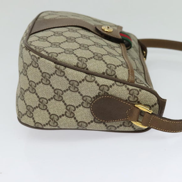 GUCCI GG Supreme Web Sherry Line Shoulder Bag PVC Beige 56 02 032 Auth BA2084
