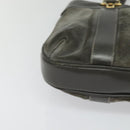 CELINE Hand Bag Suede Leather Gray Gold Auth BA2092-14