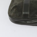CELINE Hand Bag Suede Leather Gray Gold Auth BA2092-15