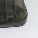 CELINE Hand Bag Suede Leather Gray Gold Auth BA2092-16