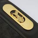 CELINE Hand Bag Suede Leather Gray Gold Auth BA2092-17