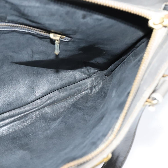 CELINE Hand Bag Suede Leather Gray Gold Auth BA2092