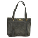 CELINE Hand Bag Suede Leather Gray Gold Auth BA2092-1