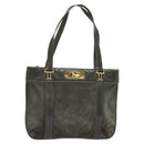 CELINE Hand Bag Suede Leather Gray Gold Auth BA2092-13