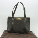 CELINE Hand Bag Suede Leather Gray Gold Auth BA2092-12