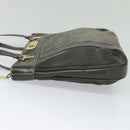 CELINE Hand Bag Suede Leather Gray Gold Auth BA2092-3